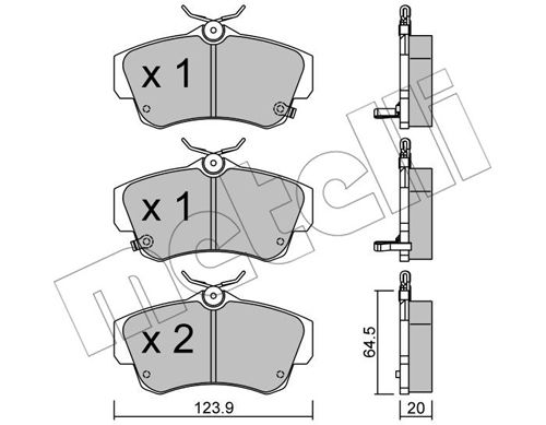 Bremsbelagsatz, Scheibenbremse Vorderachse Metelli 22-0521-0 von Metelli