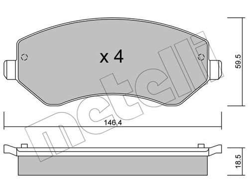 Bremsbelagsatz, Scheibenbremse Vorderachse Metelli 22-0524-0 von Metelli