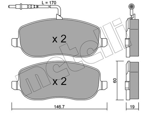 Bremsbelagsatz, Scheibenbremse Vorderachse Metelli 22-0530-0 von Metelli