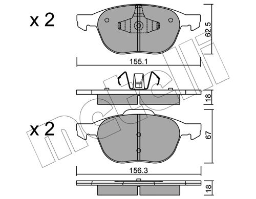 Bremsbelagsatz, Scheibenbremse Vorderachse Metelli 22-0534-0 von Metelli