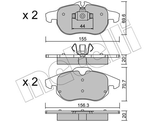 Bremsbelagsatz, Scheibenbremse Vorderachse Metelli 22-0540-0 von Metelli