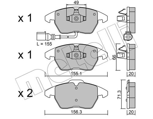 Bremsbelagsatz, Scheibenbremse Vorderachse Metelli 22-0548-0 von Metelli