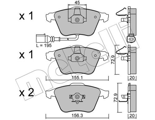 Bremsbelagsatz, Scheibenbremse Vorderachse Metelli 22-0549-2 von Metelli