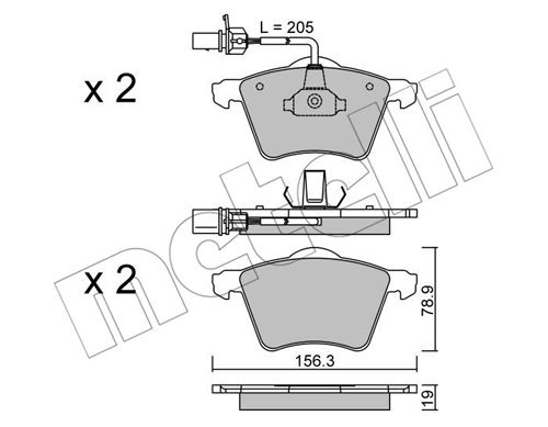 Bremsbelagsatz, Scheibenbremse Vorderachse Metelli 22-0550-1 von Metelli