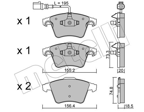 Bremsbelagsatz, Scheibenbremse Vorderachse Metelli 22-0552-0 von Metelli