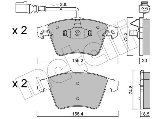 Bremsbelagsatz, Scheibenbremse Vorderachse Metelli 22-0552-2 von Metelli