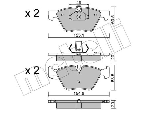 Bremsbelagsatz, Scheibenbremse Vorderachse Metelli 22-0557-0 von Metelli