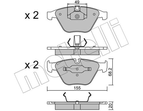 Bremsbelagsatz, Scheibenbremse Vorderachse Metelli 22-0558-0 von Metelli