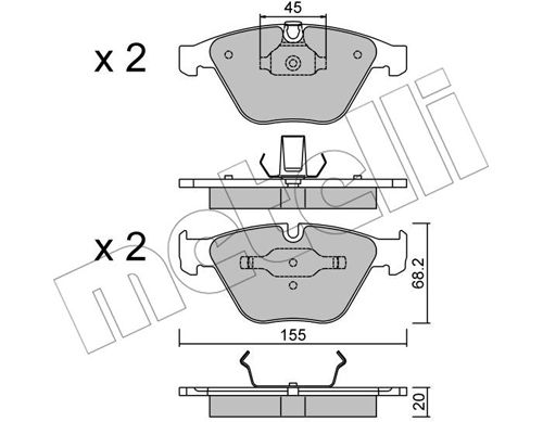 Bremsbelagsatz, Scheibenbremse Vorderachse Metelli 22-0558-4 von Metelli