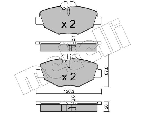 Bremsbelagsatz, Scheibenbremse Vorderachse Metelli 22-0562-0 von Metelli