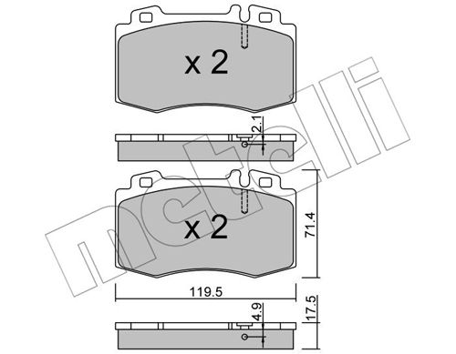 Bremsbelagsatz, Scheibenbremse Vorderachse Metelli 22-0563-5 von Metelli