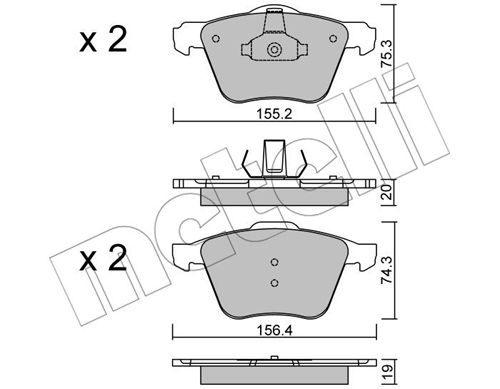 Bremsbelagsatz, Scheibenbremse Vorderachse Metelli 22-0599-1 von Metelli