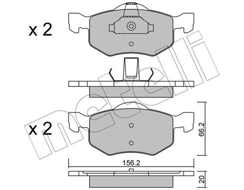 Bremsbelagsatz, Scheibenbremse Vorderachse Metelli 22-0609-0 von Metelli