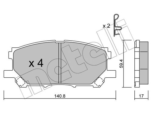 Bremsbelagsatz, Scheibenbremse Vorderachse Metelli 22-0618-0 von Metelli