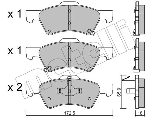 Bremsbelagsatz, Scheibenbremse Vorderachse Metelli 22-0623-0 von Metelli