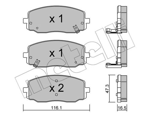 Bremsbelagsatz, Scheibenbremse Vorderachse Metelli 22-0629-0 von Metelli