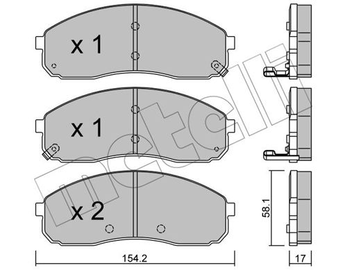 Bremsbelagsatz, Scheibenbremse Vorderachse Metelli 22-0631-0 von Metelli