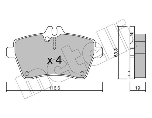 Bremsbelagsatz, Scheibenbremse Vorderachse Metelli 22-0646-0 von Metelli