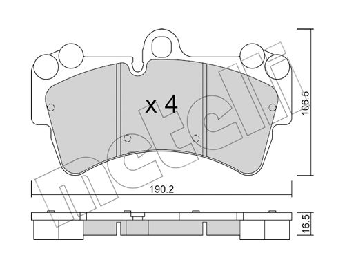 Bremsbelagsatz, Scheibenbremse Vorderachse Metelli 22-0654-0 von Metelli