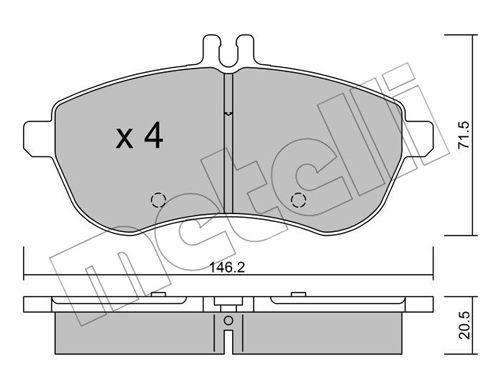 Bremsbelagsatz, Scheibenbremse Vorderachse Metelli 22-0665-0 von Metelli