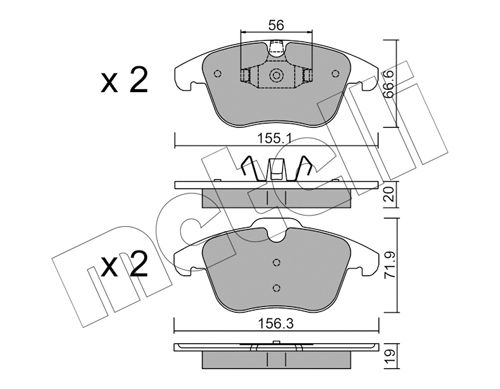 Bremsbelagsatz, Scheibenbremse Vorderachse Metelli 22-0675-0 von Metelli