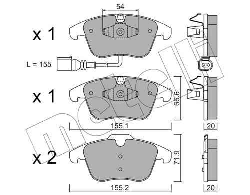 Bremsbelagsatz, Scheibenbremse Vorderachse Metelli 22-0675-1 von Metelli