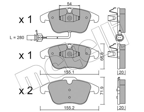 Bremsbelagsatz, Scheibenbremse Vorderachse Metelli 22-0675-2 von Metelli