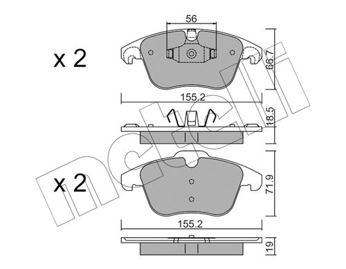 Bremsbelagsatz, Scheibenbremse Vorderachse Metelli 22-0675-3 von Metelli