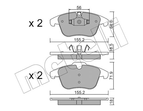 Bremsbelagsatz, Scheibenbremse Vorderachse Metelli 22-0675-5 von Metelli