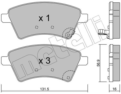 Bremsbelagsatz, Scheibenbremse Vorderachse Metelli 22-0702-0 von Metelli