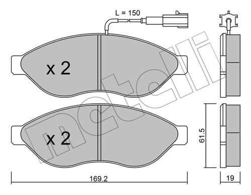 Bremsbelagsatz, Scheibenbremse Vorderachse Metelli 22-0708-1 von Metelli