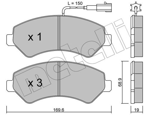 Bremsbelagsatz, Scheibenbremse Vorderachse Metelli 22-0709-0 von Metelli