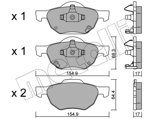 Bremsbelagsatz, Scheibenbremse Vorderachse Metelli 22-0730-0 von Metelli