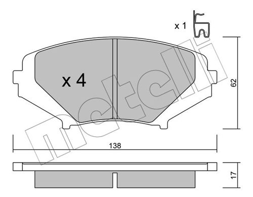 Bremsbelagsatz, Scheibenbremse Vorderachse Metelli 22-0732-0 von Metelli