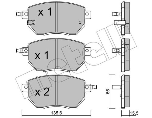 Bremsbelagsatz, Scheibenbremse Vorderachse Metelli 22-0741-0 von Metelli