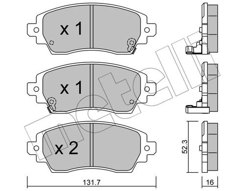 Bremsbelagsatz, Scheibenbremse Vorderachse Metelli 22-0750-0 von Metelli