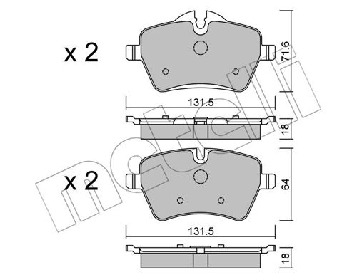 Bremsbelagsatz, Scheibenbremse Vorderachse Metelli 22-0768-0 von Metelli