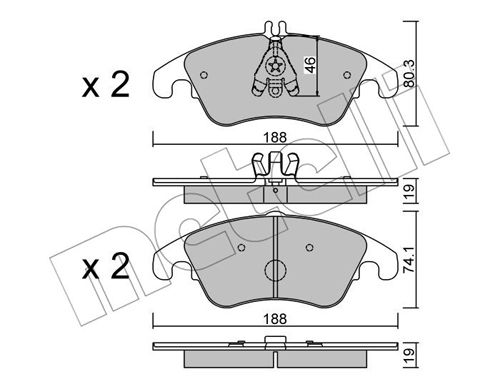 Bremsbelagsatz, Scheibenbremse Vorderachse Metelli 22-0775-2 von Metelli