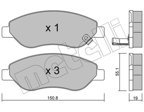 Bremsbelagsatz, Scheibenbremse Vorderachse Metelli 22-0777-0 von Metelli