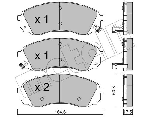 Bremsbelagsatz, Scheibenbremse Vorderachse Metelli 22-0785-0 von Metelli