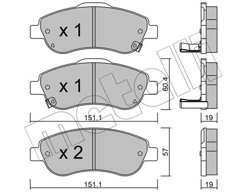 Bremsbelagsatz, Scheibenbremse Vorderachse Metelli 22-0789-0 von Metelli