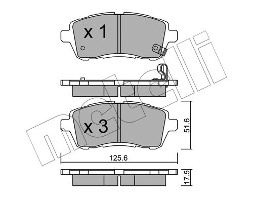 Bremsbelagsatz, Scheibenbremse Vorderachse Metelli 22-0793-0 von Metelli