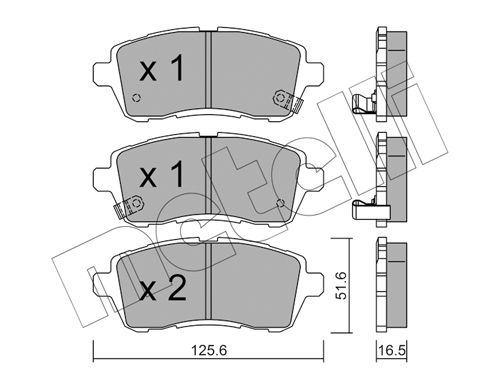 Bremsbelagsatz, Scheibenbremse Vorderachse Metelli 22-0793-1 von Metelli