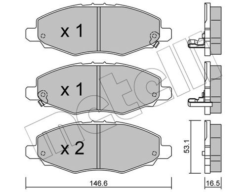 Bremsbelagsatz, Scheibenbremse Vorderachse Metelli 22-0798-0 von Metelli