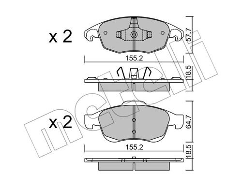 Bremsbelagsatz, Scheibenbremse Vorderachse Metelli 22-0800-0 von Metelli