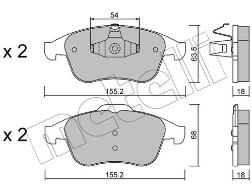 Bremsbelagsatz, Scheibenbremse Vorderachse Metelli 22-0803-2 von Metelli