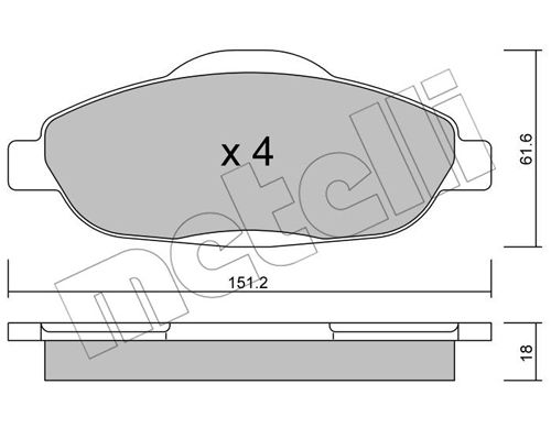 Bremsbelagsatz, Scheibenbremse Vorderachse Metelli 22-0804-0 von Metelli