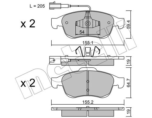 Bremsbelagsatz, Scheibenbremse Vorderachse Metelli 22-0817-1 von Metelli