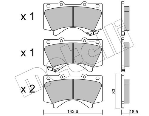 Bremsbelagsatz, Scheibenbremse Vorderachse Metelli 22-0821-0 von Metelli