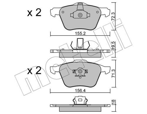 Bremsbelagsatz, Scheibenbremse Vorderachse Metelli 22-0833-0 von Metelli